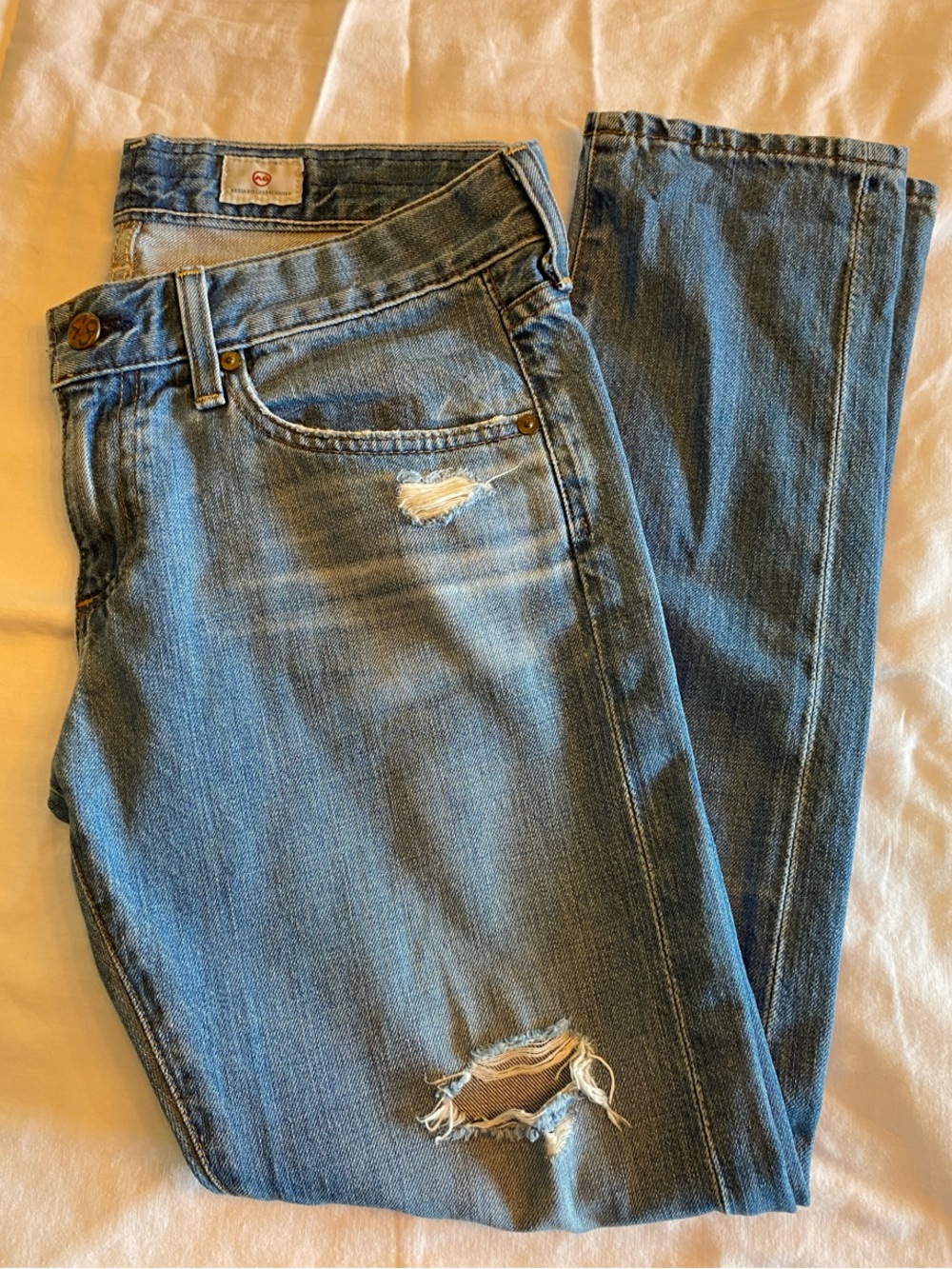 AG Jeans The Legging Ankle Super Skinny Distressed Blue Jeans